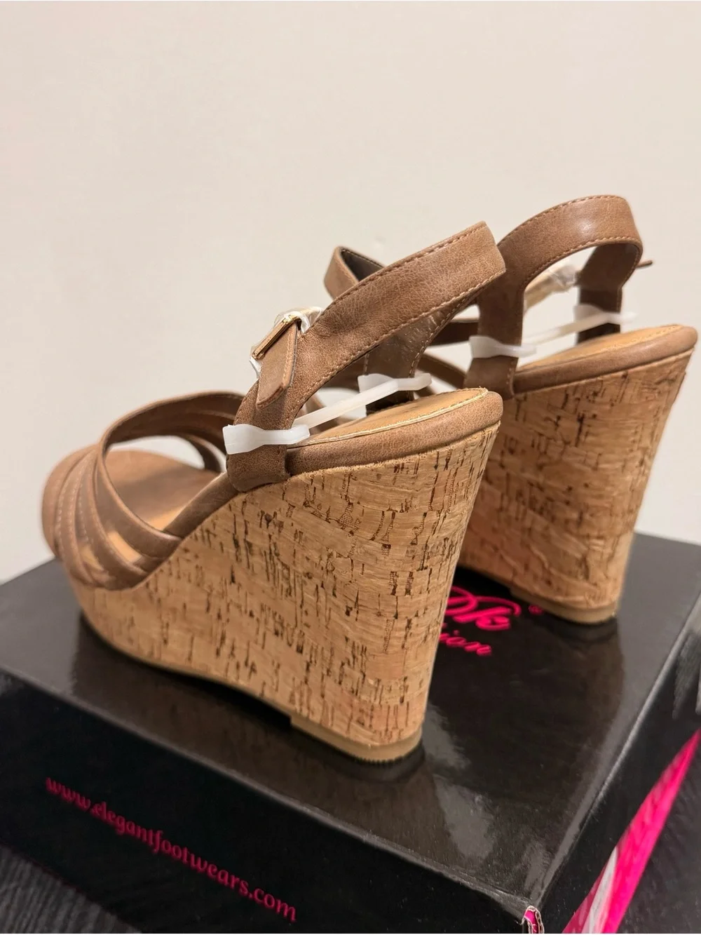 Women's Tan Cork Wedge Sandals